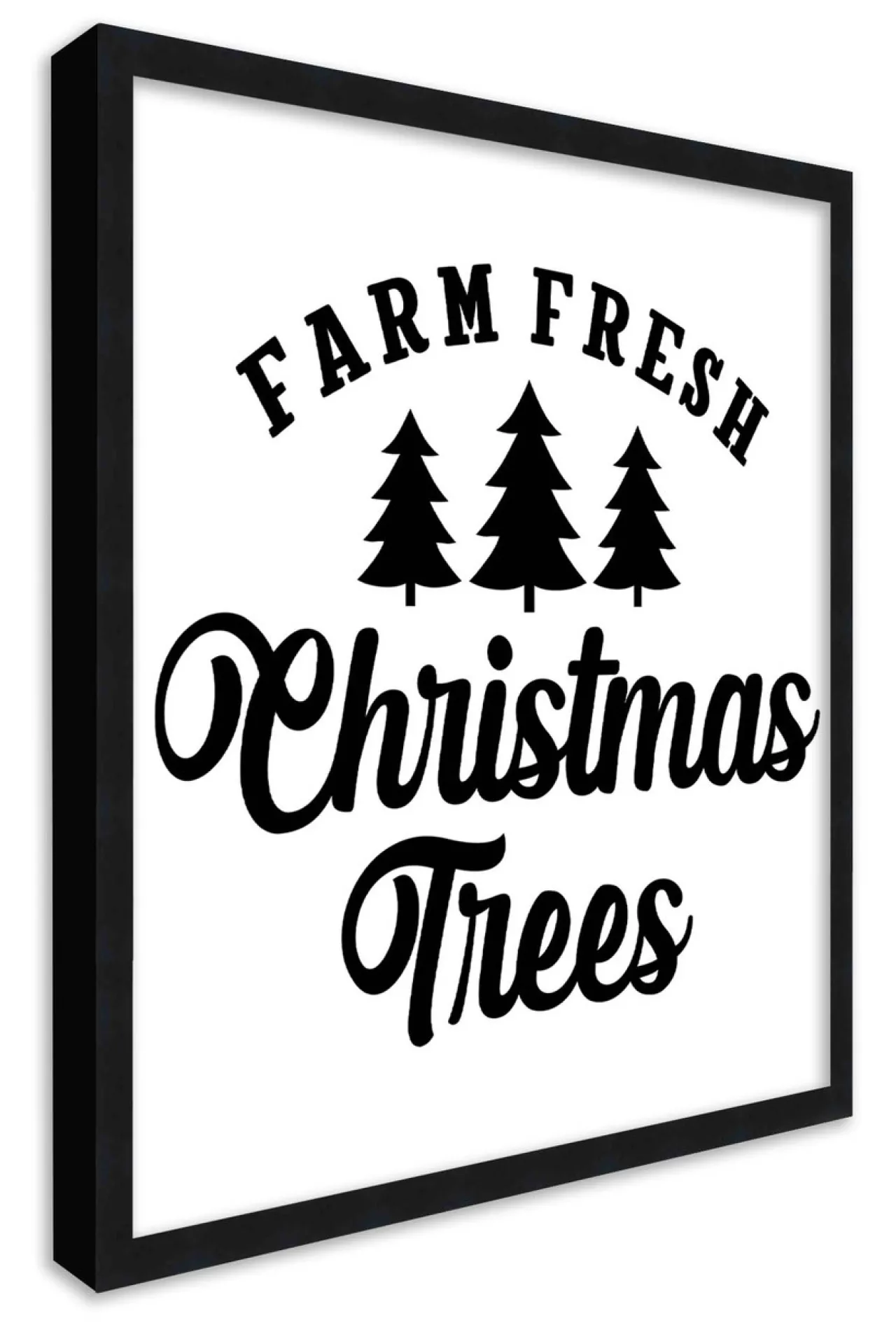 New Black and White Christmas Trees 15.5" x 15.5" Framed Christmas Wall Decor Art Print Sign Poster in a Black Wooden Frame with UV Acrylic and Hangers Wall