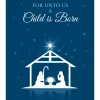 Blue Nativity Religious Holiday Wall Decor Art Print Wall