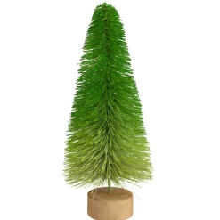 Online Bottle Brush Pine Artificial Christmas Tree with Wooden Base - 11" Trees