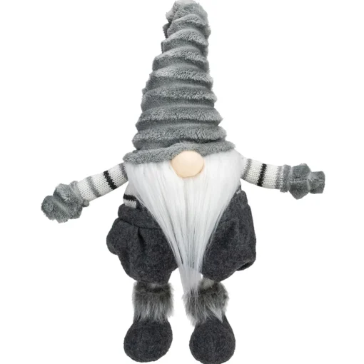 New Bouncy Gnome Figure Christmas Decoration - 18" - Gray and White Gnomes
