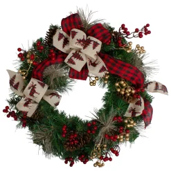 Sale Bows and Berries Artificial Christmas Wreaths - 24-Inch, Unlit Pre Decorated