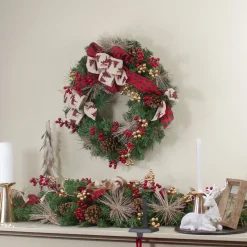 Sale Bows and Berries Artificial Christmas Wreaths - 24-Inch, Unlit Pre Decorated
