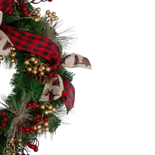 Sale Bows and Berries Artificial Christmas Wreaths - 24-Inch, Unlit Pre Decorated