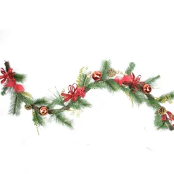 New Bows, Berries and Ornaments Mixed Pine Artificial Christmas Garland - 6' x 10" - Unlit Unlit