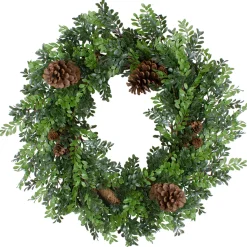 Sale Boxwood and Pine Cone Artificial Christmas Wreath - 27" - Unlit Unlit