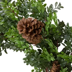 Sale Boxwood and Pine Cone Artificial Christmas Wreath - 27