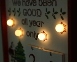 Outlet Christmas Countdown Calendar - Wooden Board with Calendar Sheets - White with 6 LED Lights - 11 x 1.57 x 14 inches Advent Calendars