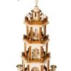 Best Christmas Pyramid - 24 Inches - 4 Tier Carousel with 6 Candle Holders and Hand Painted Figurines - Designed in Germany Candle Holders