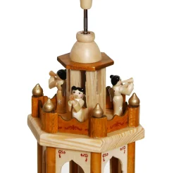 Best Christmas Pyramid - 24 Inches - 4 Tier Carousel with 6 Candle Holders and Hand Painted Figurines - Designed in Germany Candle Holders