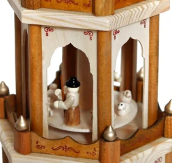 Best Christmas Pyramid - 24 Inches - 4 Tier Carousel with 6 Candle Holders and Hand Painted Figurines - Designed in Germany Candle Holders