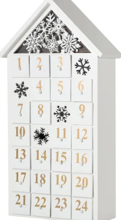 Online Reusable Wooden Advent Calendar to Fill - White Snow House with LED Lighting - DIY Christmas Calendar 9.57 x 17.72 x 3.15 inches Advent Calendars
