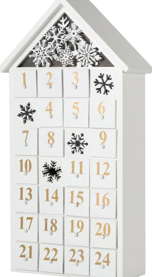 Online Reusable Wooden Advent Calendar to Fill - White Snow House with LED Lighting - DIY Christmas Calendar 9.57 x 17.72 x 3.15 inches Advent Calendars