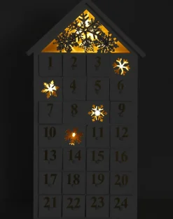 Online Reusable Wooden Advent Calendar to Fill - White Snow House with LED Lighting - DIY Christmas Calendar 9.57 x 17.72 x 3.15 inches Advent Calendars