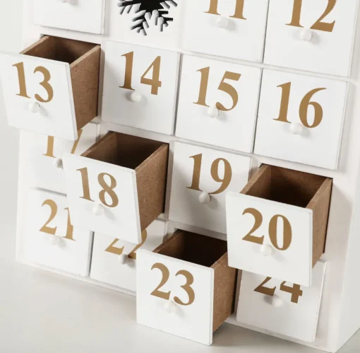 Online Reusable Wooden Advent Calendar to Fill - White Snow House with LED Lighting - DIY Christmas Calendar 9.57 x 17.72 x 3.15 inches Advent Calendars