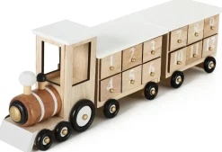 Clearance Reusable Wooden Advent Calendar to Fill - White Locomotive with 24 Doors - DIY Christmas Calendar 18.11 x 3.74 x 4.21 inches Advent Calendars