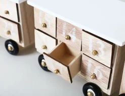 Clearance Reusable Wooden Advent Calendar to Fill - White Locomotive with 24 Doors - DIY Christmas Calendar 18.11 x 3.74 x 4.21 inches Advent Calendars