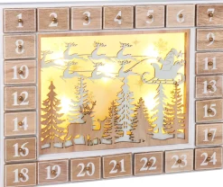 Clearance Reusable Wooden Advent Calendar to Fill - Flying Santa Claus with LED Lighting - DIY Christmas Calendar 13.98 x 2.36 x 10.63 inches Advent Calendars