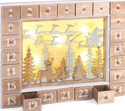 Clearance Reusable Wooden Advent Calendar to Fill - Flying Santa Claus with LED Lighting - DIY Christmas Calendar 13.98 x 2.36 x 10.63 inches Advent Calendars