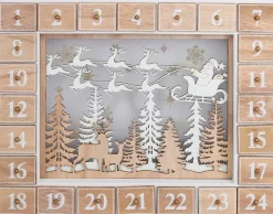 Clearance Reusable Wooden Advent Calendar to Fill - Flying Santa Claus with LED Lighting - DIY Christmas Calendar 13.98 x 2.36 x 10.63 inches Advent Calendars