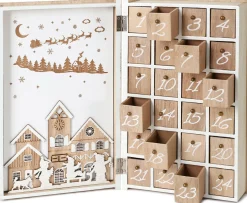 Outlet Reusable Wooden Advent Calendar to Fill - Merry Christmas Book - DIY Christmas Calendar 7.72 x 2.95 x 11.81 inches Advent Calendars