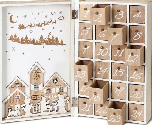 Outlet Reusable Wooden Advent Calendar to Fill - Merry Christmas Book - DIY Christmas Calendar 7.72 x 2.95 x 11.81 inches Advent Calendars