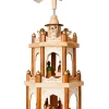 New Wooden Christmas Pyramid - 18 Inches - 3 Tier Carousel - Nativity Play - Designed in Germany Candle Holders