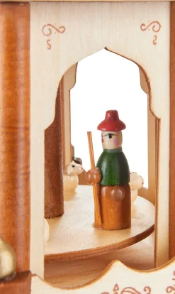 New Wooden Christmas Pyramid - 18 Inches - 3 Tier Carousel - Nativity Play - Designed in Germany Candle Holders