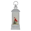 Brushed Christmas Cardinals Snow Globe Lantern - 11" - White and Silver Lanterns