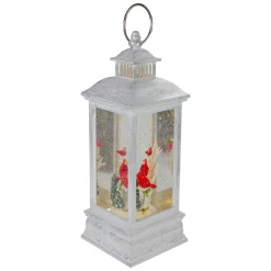 Brushed Christmas Cardinals Snow Globe Lantern - 11