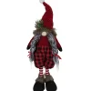 New Buffalo Plaid Girl Gnome with Pigtails Christmas Figure - 17" - Red and Black Gnomes