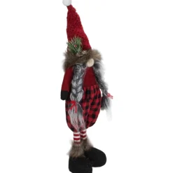 New Buffalo Plaid Girl Gnome with Pigtails Christmas Figure - 17