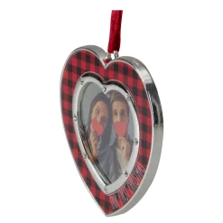 Best Buffalo Plaid Heart Shaped Picture Frame Christmas Ornament - 3