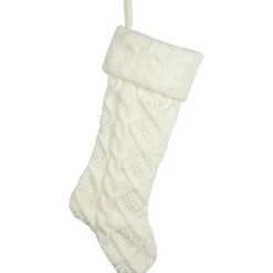 Best Cable Knit Christmas Stocking with Cuff - 21.5" - Cream Stockings