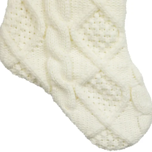 Best Cable Knit Christmas Stocking with Cuff - 21.5" - Cream Stockings