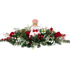 Hot Candy Cane Snowman and Ornaments Christmas Swag - 37.5" - Unlit Unlit Swags