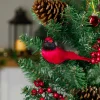 Cardinal Birds Clip-On Christmas Ornaments - 6" - Red - Set of 2 Animals