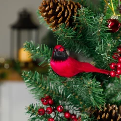 Cardinal Birds Clip-On Christmas Ornaments - 6" - Red - Set of 2 Animals