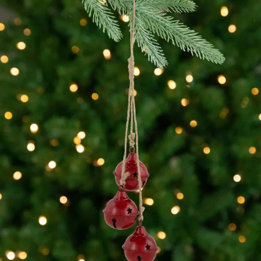 Hot Cascading Christmas Jingle Bell Ornaments- 13.5" - Red - Set of 2 Finials|Pendants