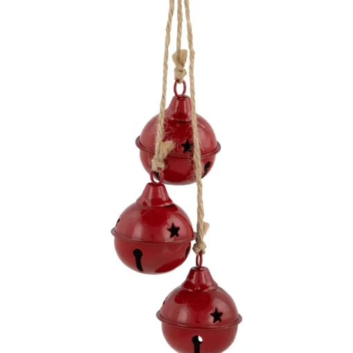 Hot Cascading Christmas Jingle Bell Ornaments- 13.5" - Red - Set of 2 Finials|Pendants