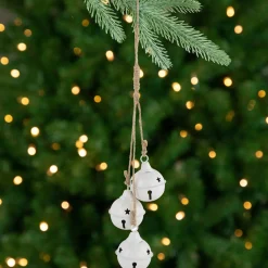 Best Cascading Christmas Jingle Bell Ornaments - 13.5" - White - Set of 2 Finials|Pendants