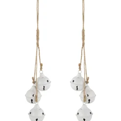Best Cascading Christmas Jingle Bell Ornaments - 13.5" - White - Set of 2 Finials|Pendants