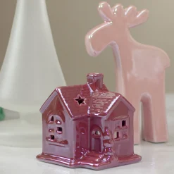 Clearance Ceramic House with Star Cutouts Christmas Decoration - 4" Building Sets