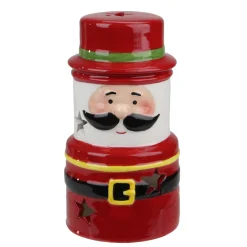 New Ceramic Santa Gnome Christmas Tealight Candle Holder - 5.5" - Red Candle Holders