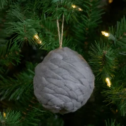 New Charcoal Gray Knit Shatterproof Christmas Ball Ornament 3.25" (80 mm) Glass