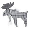 Online Checkered Moose with Striped Scarf Christmas Figure - 10" - Gray Animals
