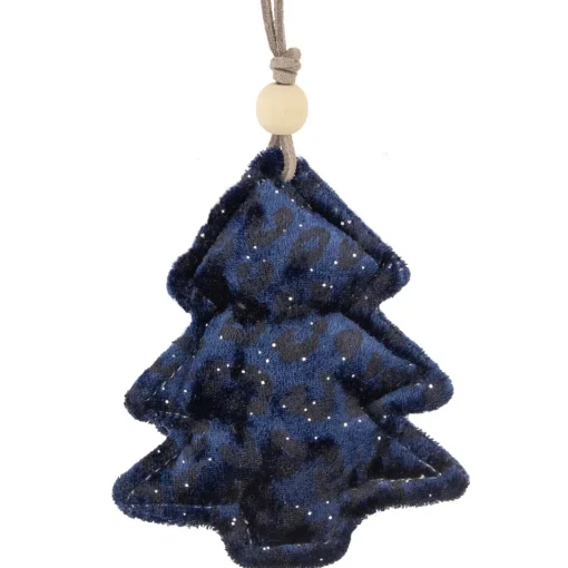 Sale Cheetah Print Velvet Tree Christmas Ornament - 4" - Blue and Black Garden & Floral