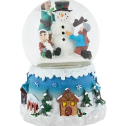 Sale Children Building Snowman Musical Christmas Snow Globe - 5.75" Snow Globes