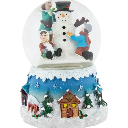 Sale Children Building Snowman Musical Christmas Snow Globe - 5.75" Snow Globes