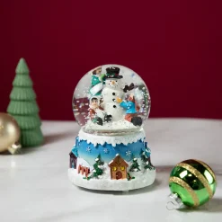 Sale Children Building Snowman Musical Christmas Snow Globe - 5.75" Snow Globes