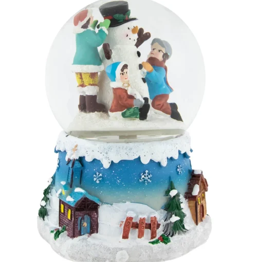 Sale Children Building Snowman Musical Christmas Snow Globe - 5.75" Snow Globes
